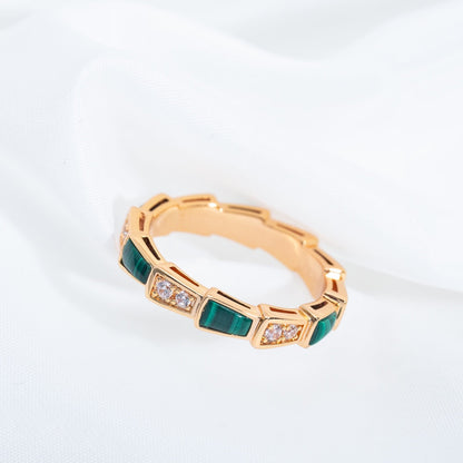 [Shinejoy]SERPENTI RING PINK GOLD MALACHITE DIAMOND 3MM