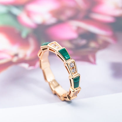 [Shinejoy]SERPENTI RING PINK GOLD MALACHITE DIAMOND 3MM