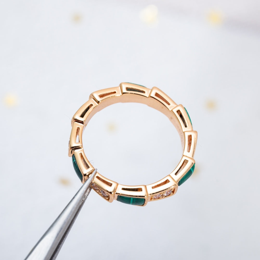 [Shinejoy]SERPENTI RING PINK GOLD MALACHITE DIAMOND 3MM
