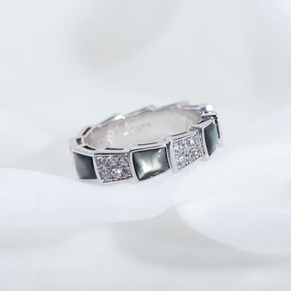 [Shinejoy]SERPENTI RING SILVER DIAMOND BLACK MOP 4MM