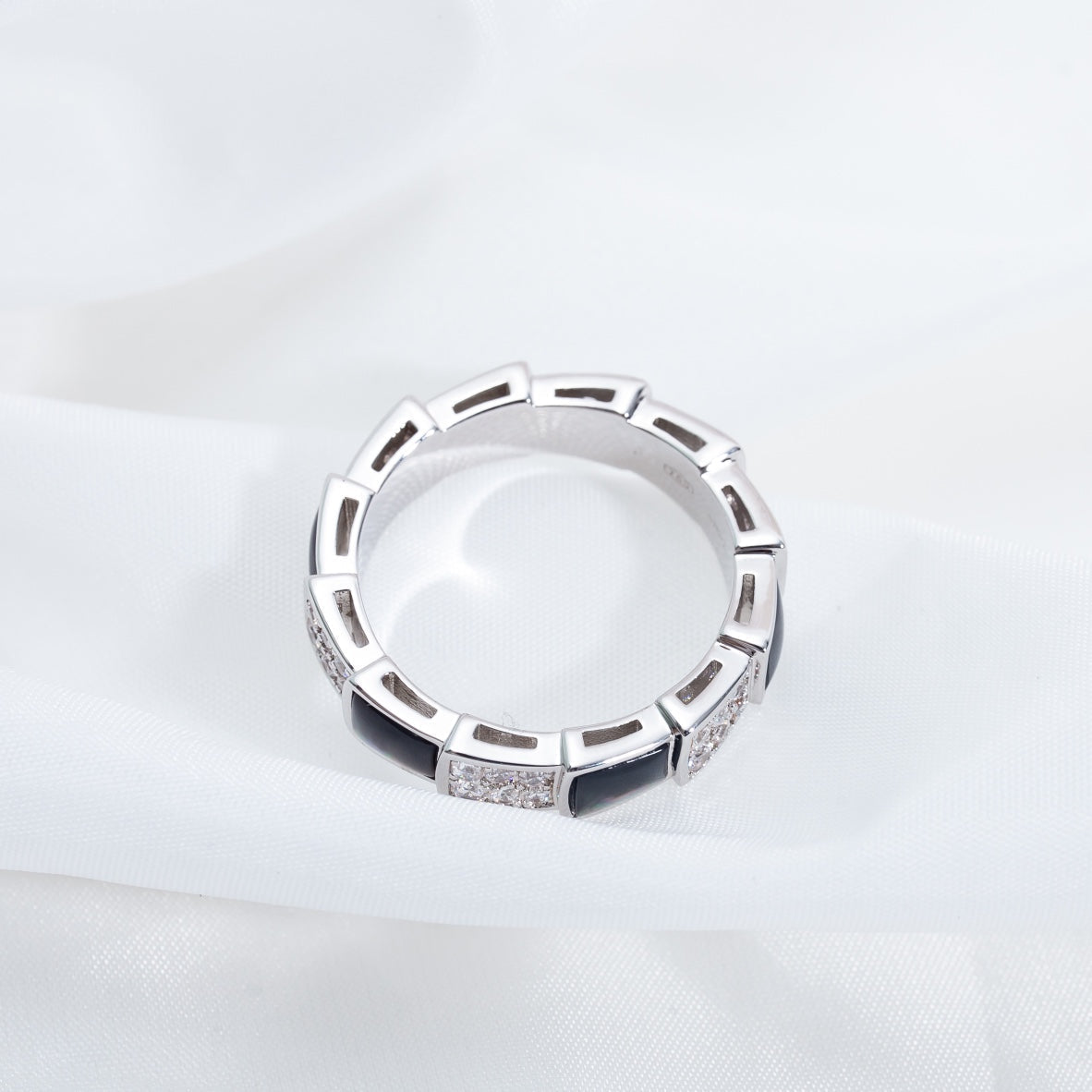 [Shinejoy]SERPENTI RING SILVER DIAMOND BLACK MOP 4MM