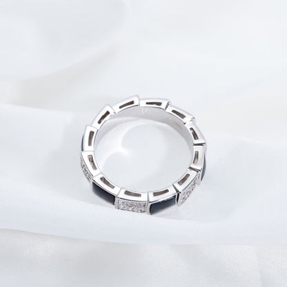 [Shinejoy]SERPENTI RING SILVER DIAMOND BLACK MOP 4MM