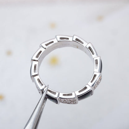 [Shinejoy]SERPENTI RING SILVER DIAMOND BLACK MOP 4MM