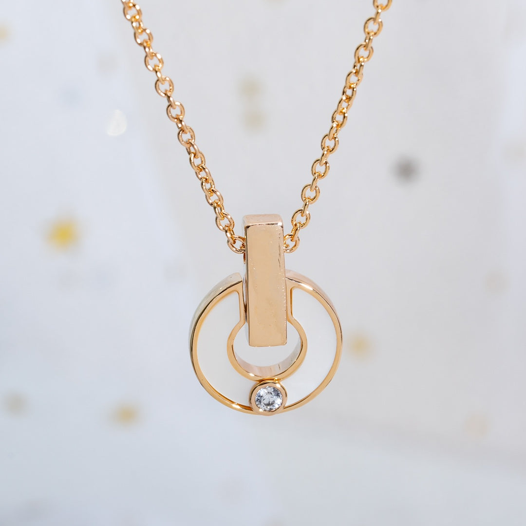[Shinejoy]GARI NECKLACE PINK GOLD MOP