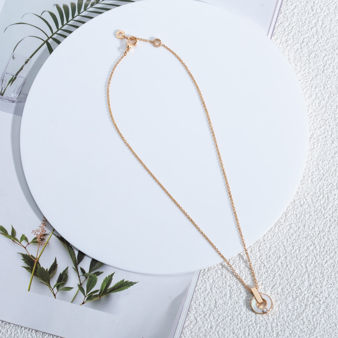 [Shinejoy]GARI NECKLACE PINK GOLD MOP
