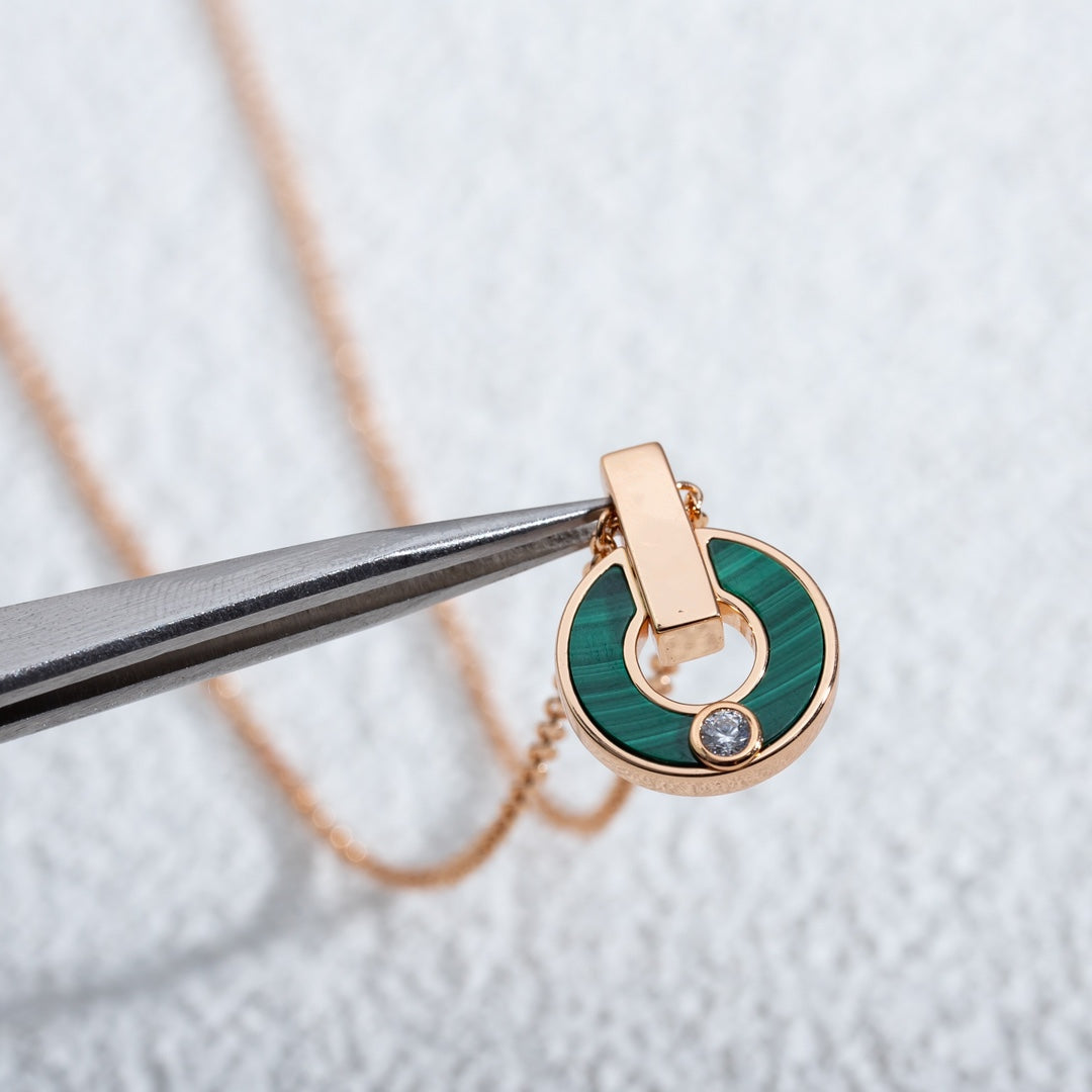 [Shinejoy]GARI NECKLACE PINK GOLD MALACHITE