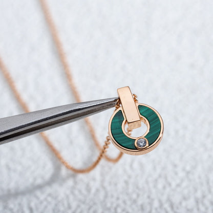 [Shinejoy]GARI NECKLACE PINK GOLD MALACHITE