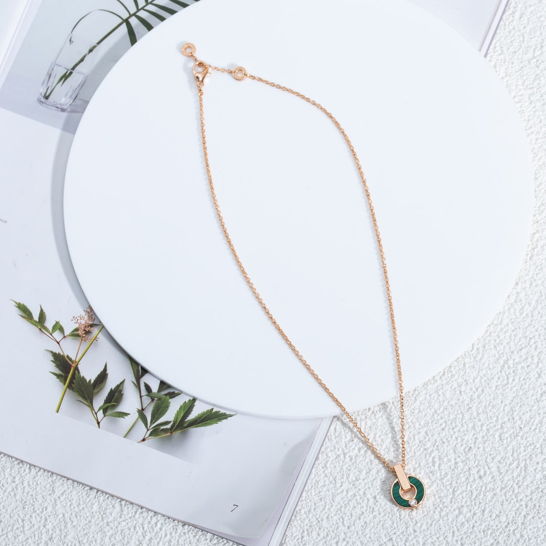 [Shinejoy]GARI NECKLACE PINK GOLD MALACHITE