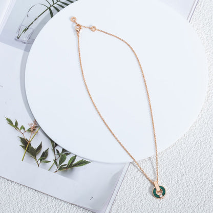 [Shinejoy]GARI NECKLACE PINK GOLD MALACHITE