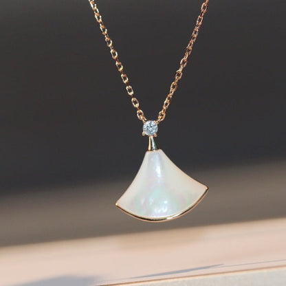 [Shinejoy]DREAM NECKLACE WHITE MOP PINK GOLD 1 DIAMOND