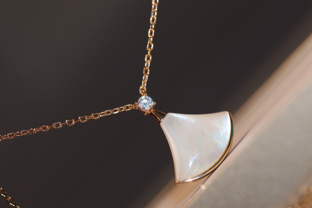 [Shinejoy]DREAM NECKLACE WHITE MOP PINK GOLD 1 DIAMOND