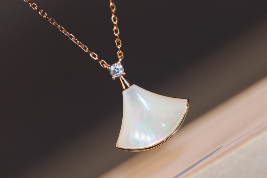 [Shinejoy]DREAM NECKLACE WHITE MOP PINK GOLD 1 DIAMOND