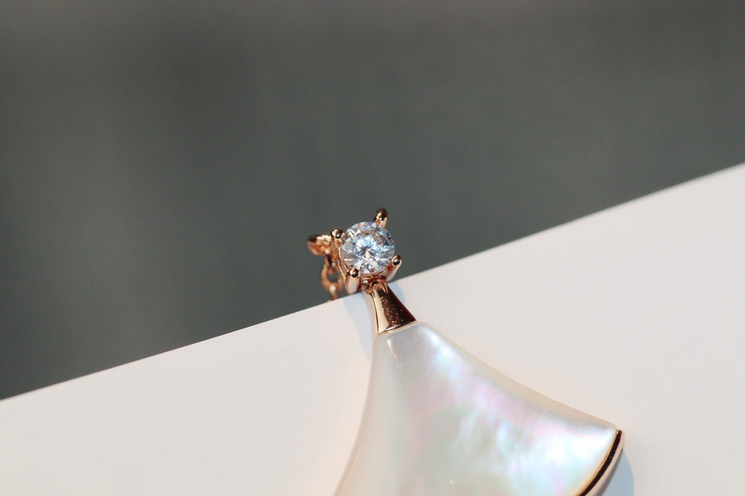 [Shinejoy]DREAM NECKLACE WHITE MOP PINK GOLD 1 DIAMOND