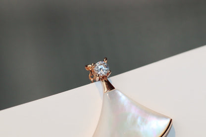 [Shinejoy]DREAM NECKLACE WHITE MOP PINK GOLD 1 DIAMOND