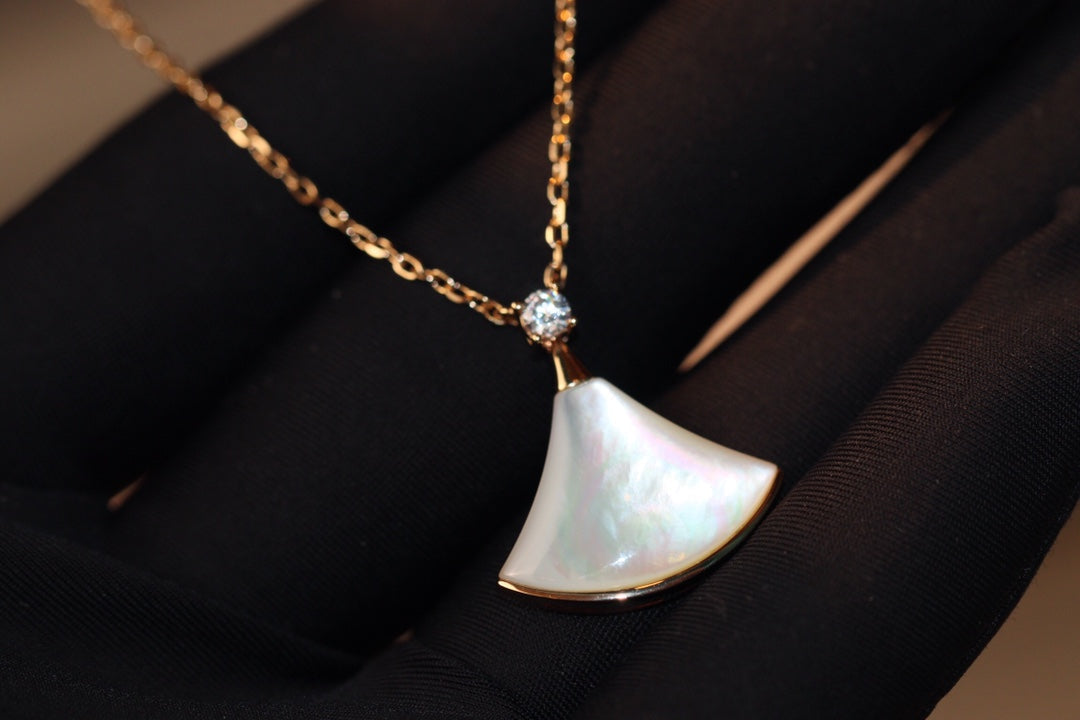 [Shinejoy]DREAM NECKLACE WHITE MOP PINK GOLD 1 DIAMOND