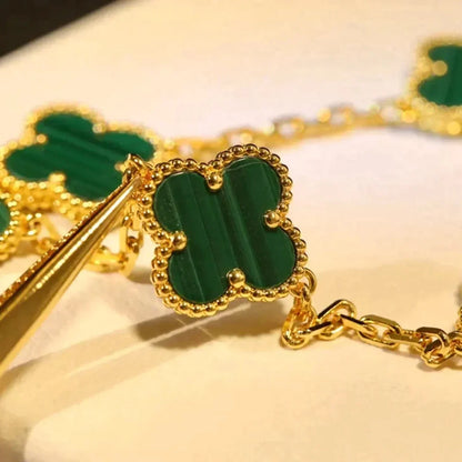 [⭐Shinejoy] CLOVER 5 MOTIF MALACHITE BRACELET COLLECTION