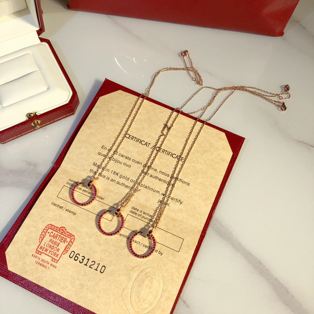 [Shinejoy]JUSTE NECKLACE GOLD RED DIAMONDS