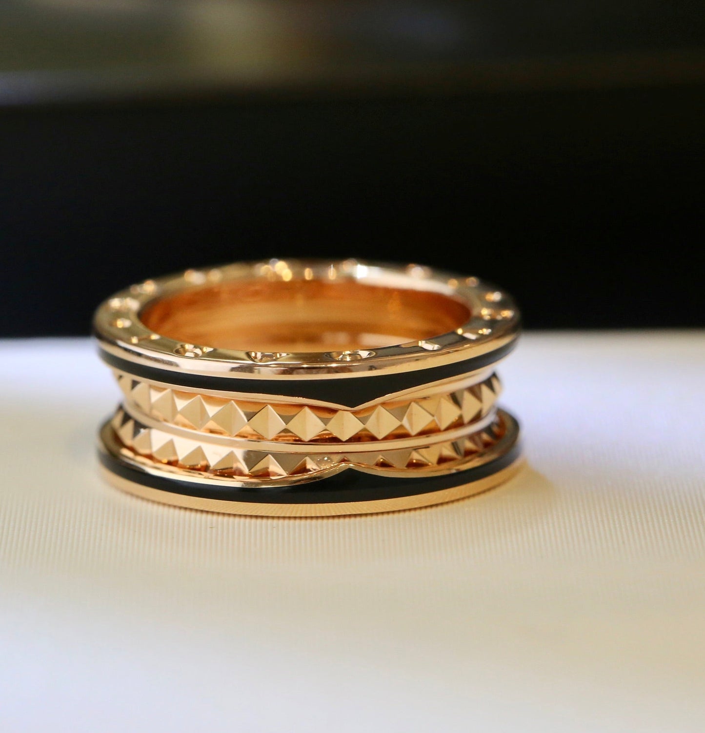 [Shinejoy]ZERO 1 PINK GOLD BLACK CERAMIC RING
