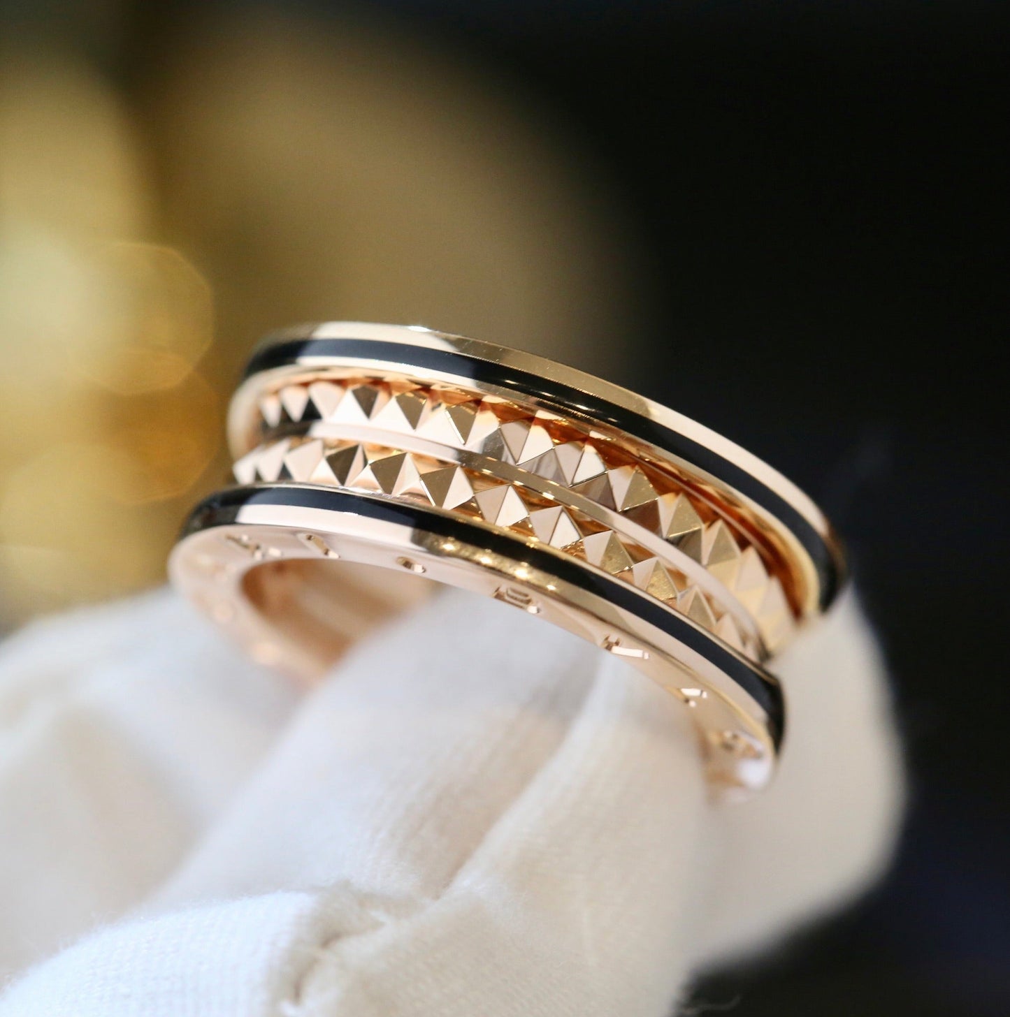 [Shinejoy]ZERO 1 PINK GOLD BLACK CERAMIC RING
