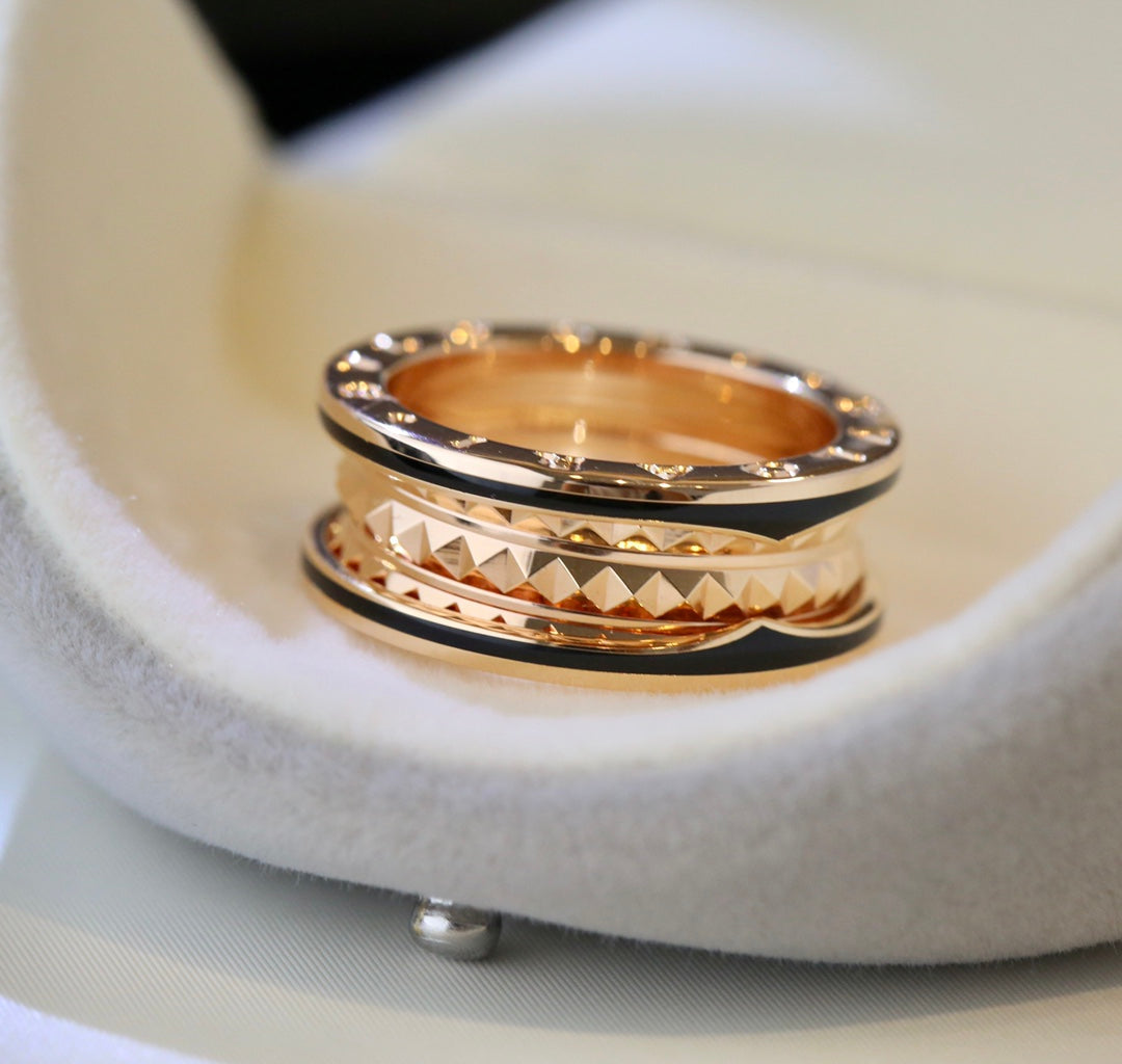 [Shinejoy]ZERO 1 PINK GOLD BLACK CERAMIC RING