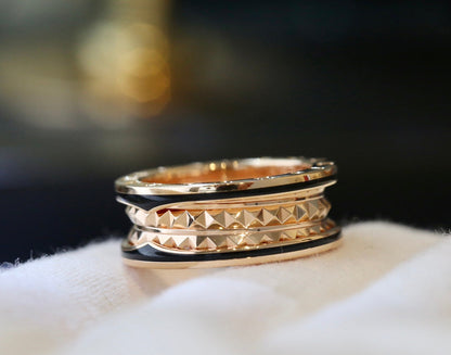 [Shinejoy]ZERO 1 PINK GOLD BLACK CERAMIC RING