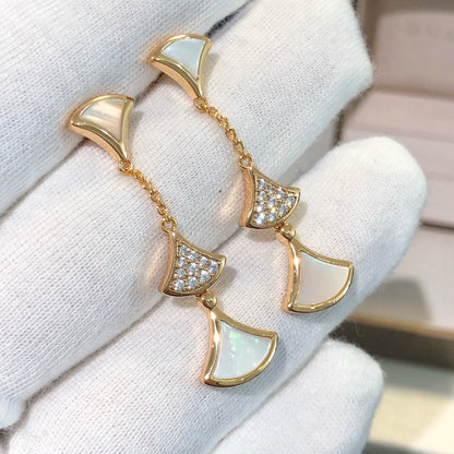 [Shinejoy]DREAM EARRINGS 3 MOTIFS DIAMOND MOP PINK GOLD