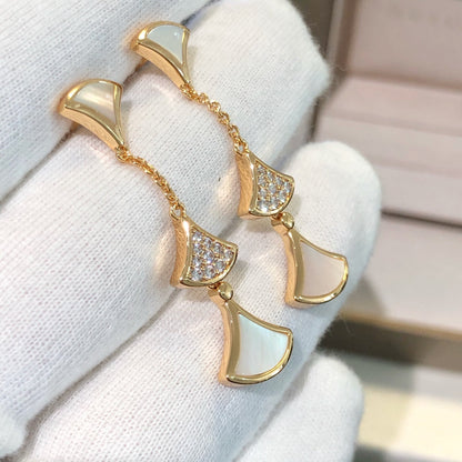[Shinejoy]DREAM EARRINGS 3 MOTIFS DIAMOND MOP PINK GOLD