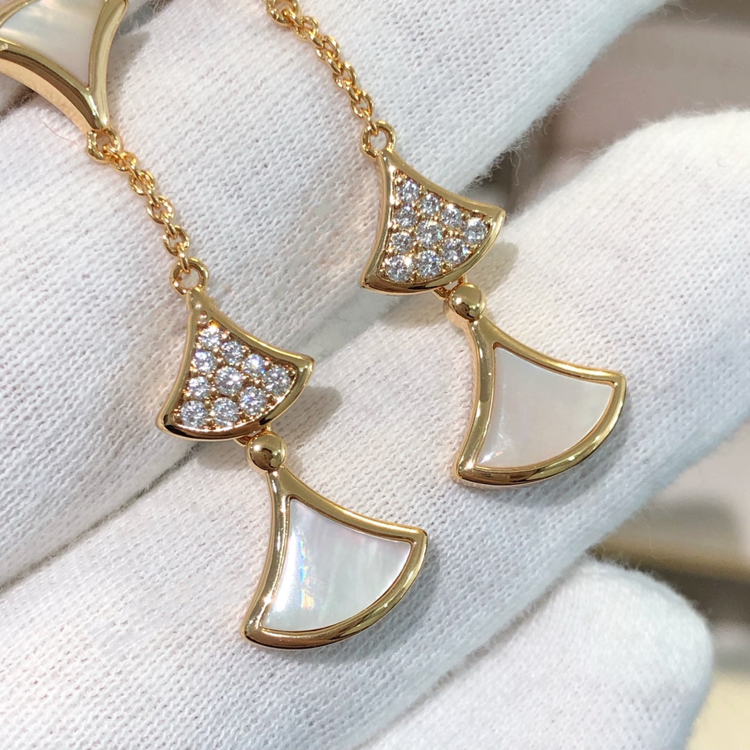 [Shinejoy]DREAM EARRINGS 3 MOTIFS DIAMOND MOP PINK GOLD