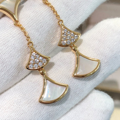 [Shinejoy]DREAM EARRINGS 3 MOTIFS DIAMOND MOP PINK GOLD