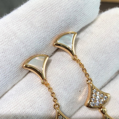 [Shinejoy]DREAM EARRINGS 3 MOTIFS DIAMOND MOP PINK GOLD