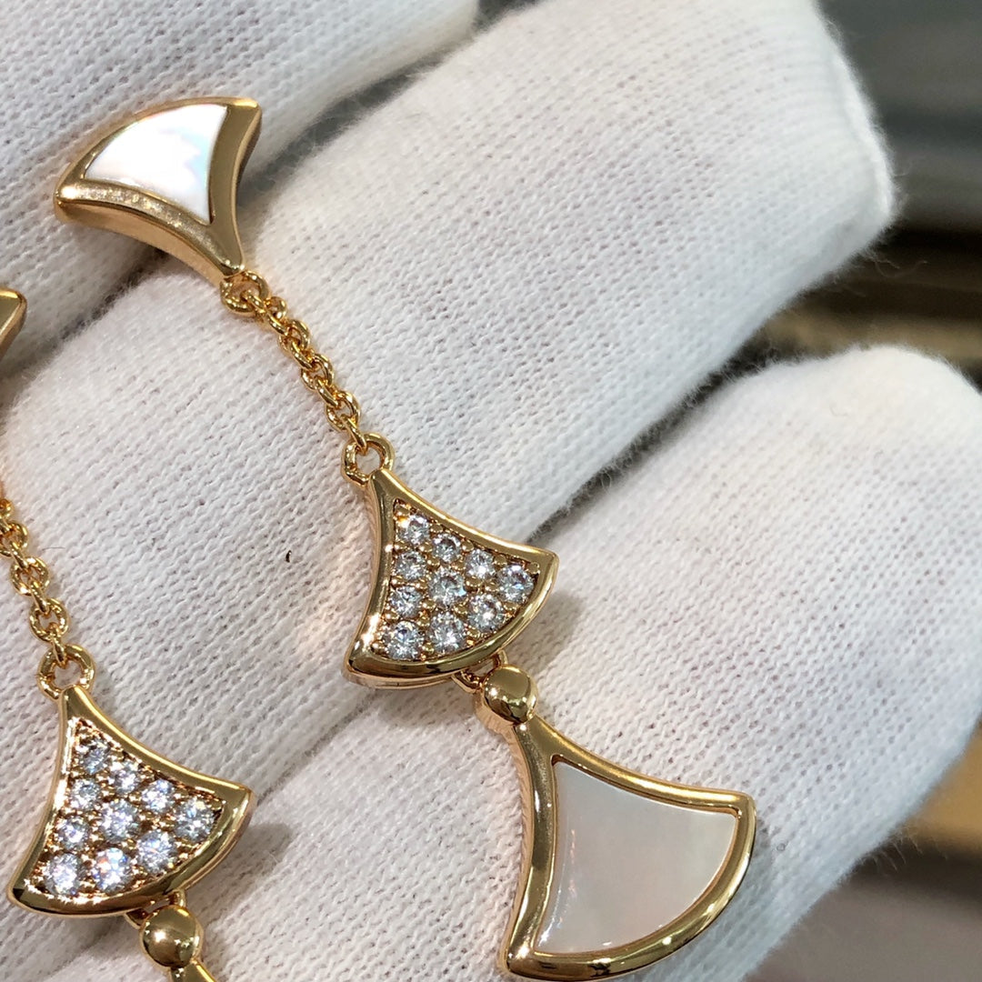 [Shinejoy]DREAM EARRINGS 3 MOTIFS DIAMOND MOP PINK GOLD