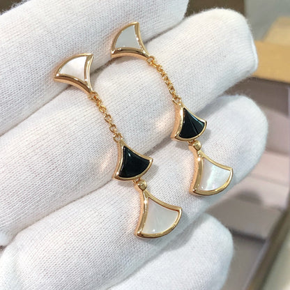 [Shinejoy]DREAM EARRINGS 3 MOTIFS ONYX MOP PINK GOLD
