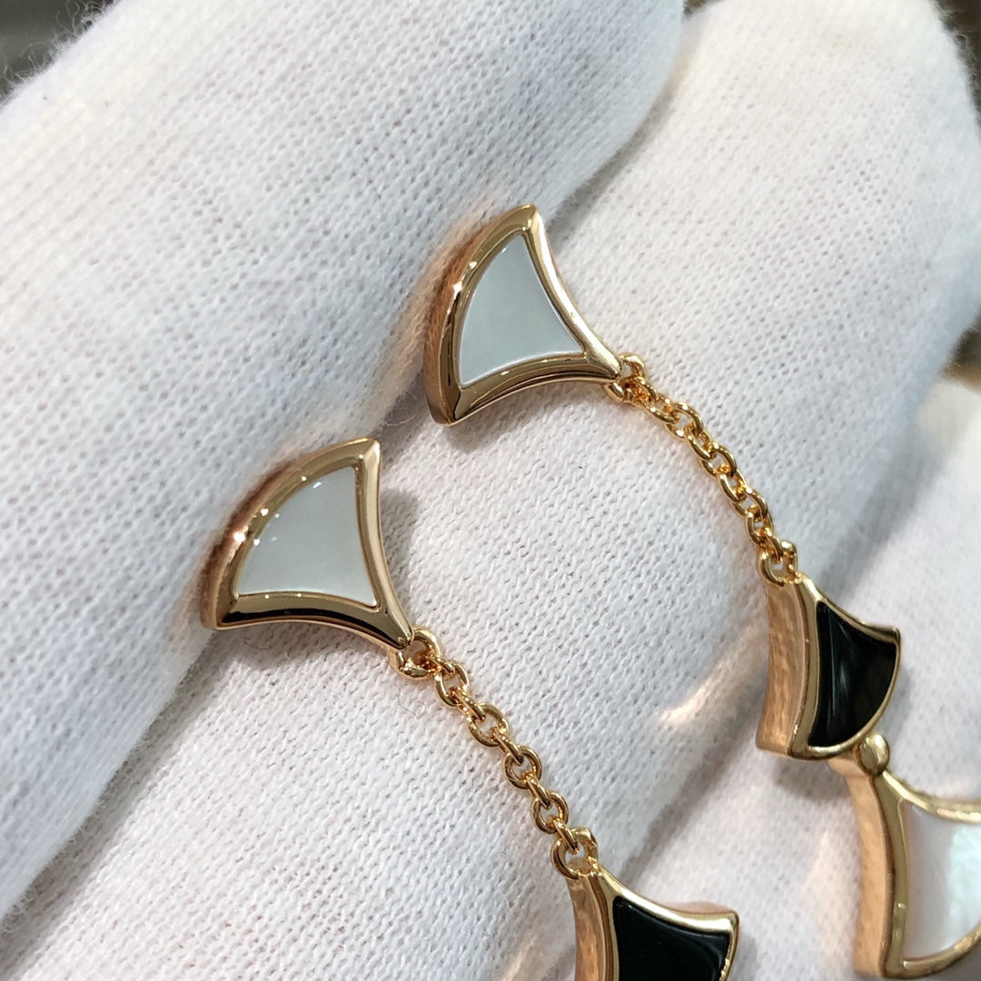 [Shinejoy]DREAM EARRINGS 3 MOTIFS ONYX MOP PINK GOLD