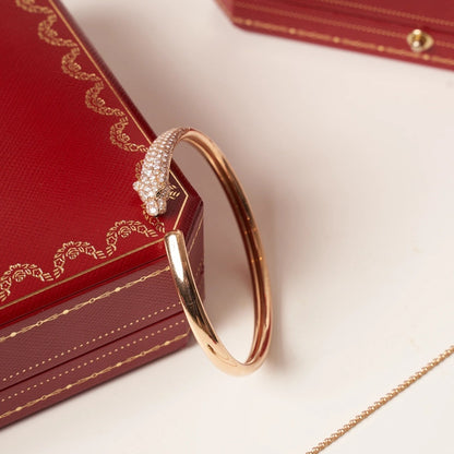 [Shinejoy]PANTHERE ROSE GOLD DIAMOND OPEN BRACELET