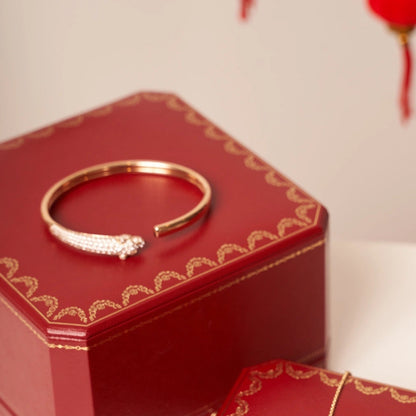 [Shinejoy]PANTHERE ROSE GOLD DIAMOND OPEN BRACELET