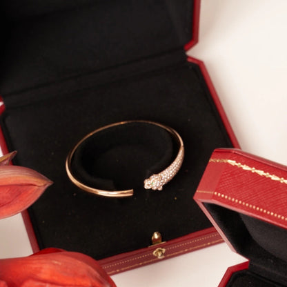 [Shinejoy]PANTHERE ROSE GOLD DIAMOND OPEN BRACELET