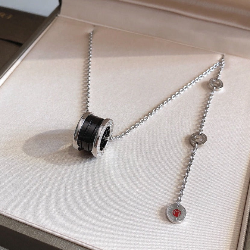 [Shinejoy]ZERO 1 BLACK CERAMIC SILVER NECKLACE