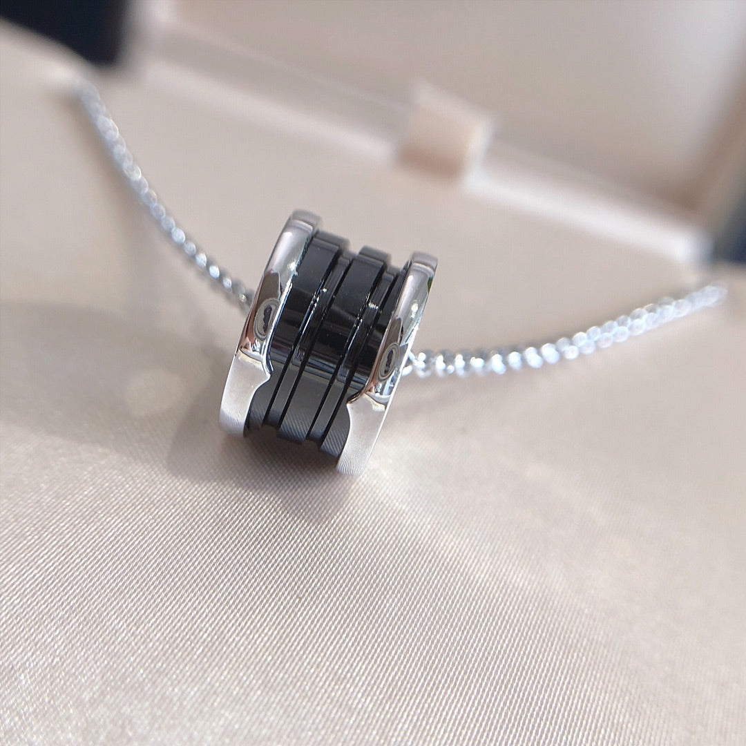 [Shinejoy]ZERO 1 BLACK CERAMIC SILVER NECKLACE