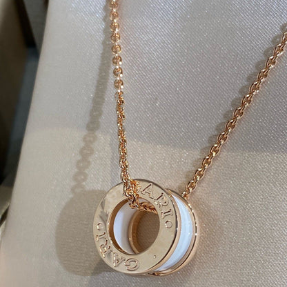 [Shinejoy]ZERO 1 WHITE CERAMIC PINK GOLD NECKLACE