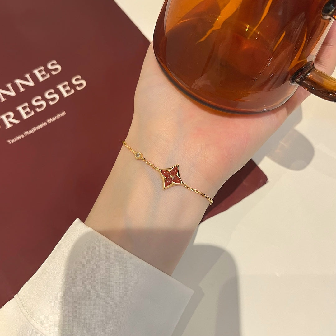 [Shinejoy]COLOR STAR CARNELIAN PINK GOLD DIAMOND BRACELET