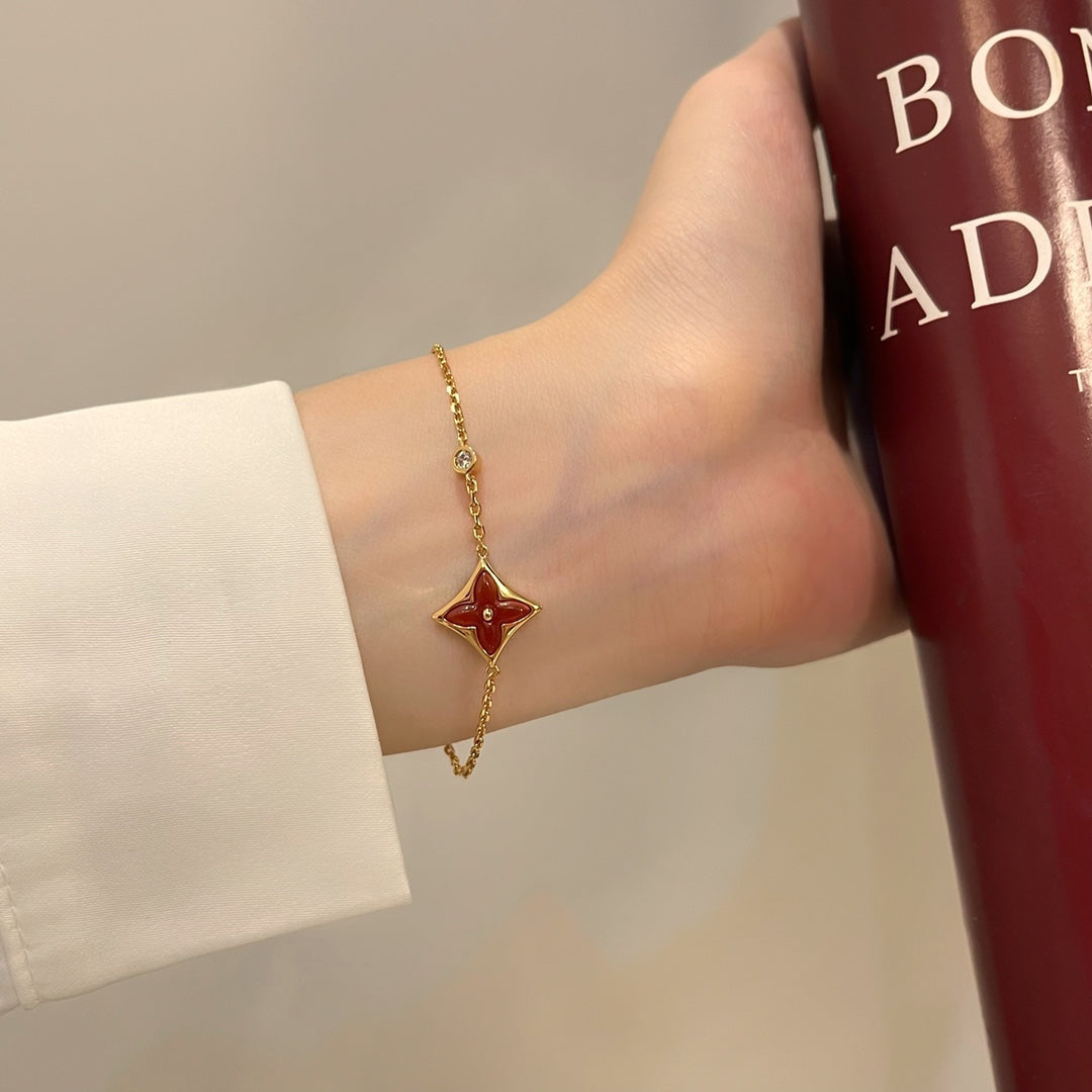 [Shinejoy]COLOR STAR CARNELIAN PINK GOLD DIAMOND BRACELET