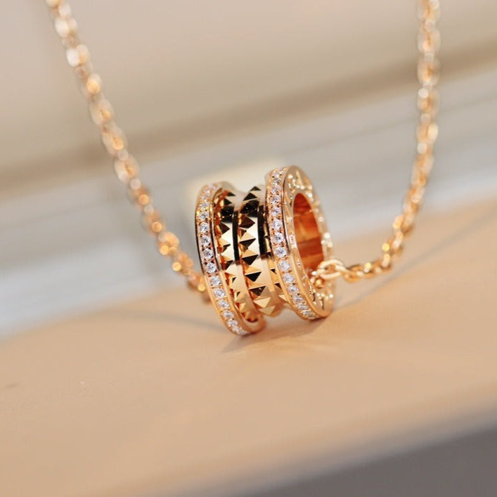 [Shinejoy]ZERO 1 ROCK PEDANT PINK GOLD NECKLACE