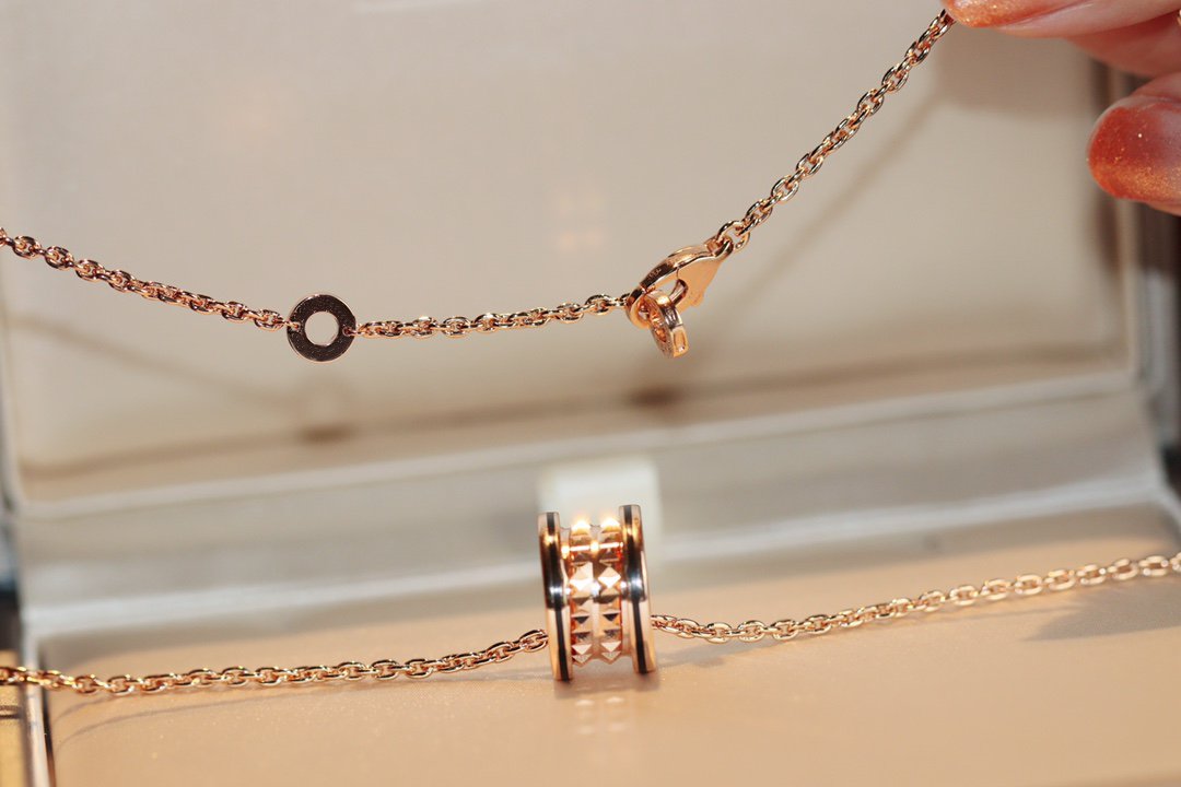 [Shinejoy]ZERO 1 ROCK PEDANT PINK GOLD BLACK NECKLACE