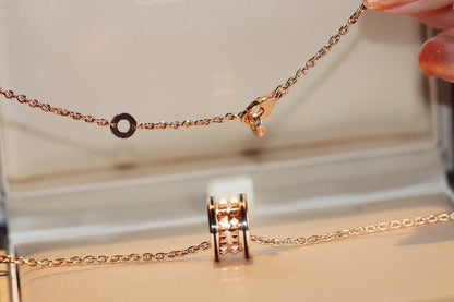[Shinejoy]ZERO 1 ROCK PEDANT PINK GOLD BLACK NECKLACE