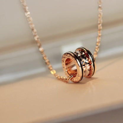 [Shinejoy]ZERO 1 ROCK PEDANT PINK GOLD BLACK NECKLACE