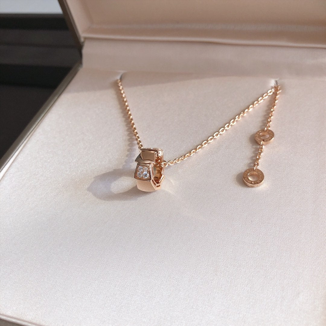 [Shinejoy]SERPENTI PEDANT DIAMOND PINK GOLD NECKLACE