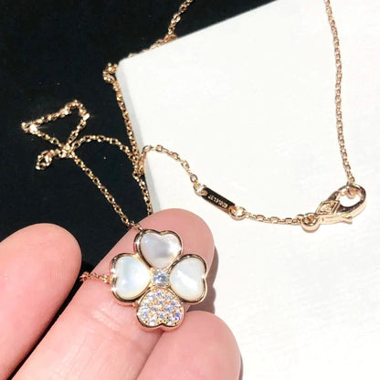 [Shinejoy]CLOVER MOP DIAMOND ROSE GOLD NECKLACE