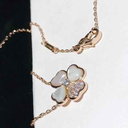[Shinejoy]CLOVER MOP DIAMOND ROSE GOLD NECKLACE