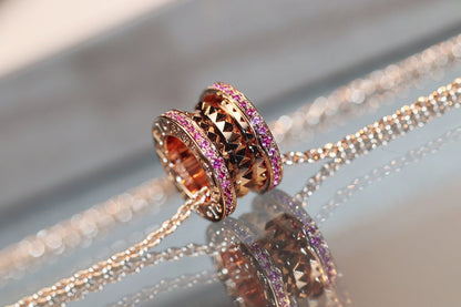 [Shinejoy]ZERO 1 ROCK PINK GOLD PINK DIAMOND NECKLACE