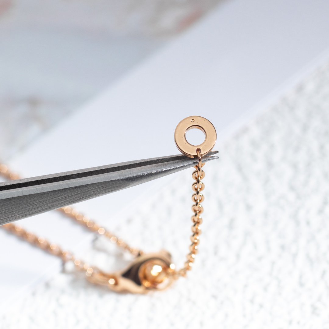 [Shinejoy]ZERO 1 WHITE CERAMIC PINK GOLD DIAMOND NECKLACE